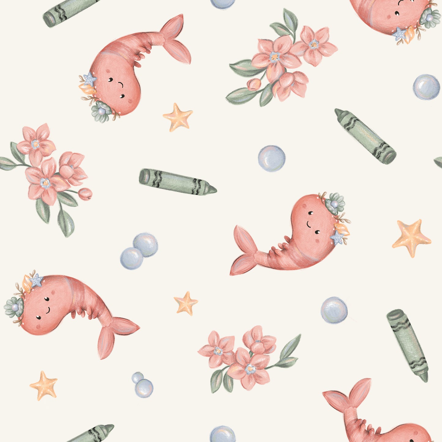 Doudou peluche ultra douce motifs crevettes