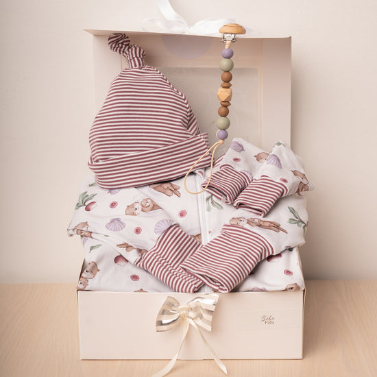 Panier cadeau ensemble essentiels pour les sorties de bébé