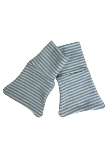 Ensemble-cadeau couverture à capuchon et petits accessoires bleus rayés