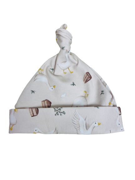 Chapeau en bambou motifs oies
