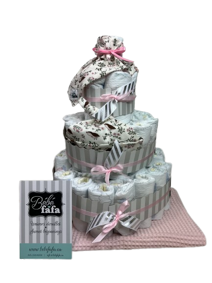 Gâteau Couches En Escargot Pour Fille - 20 Couches Dodot Taille 3 + Brosse/peigne + Cape Bain Ours