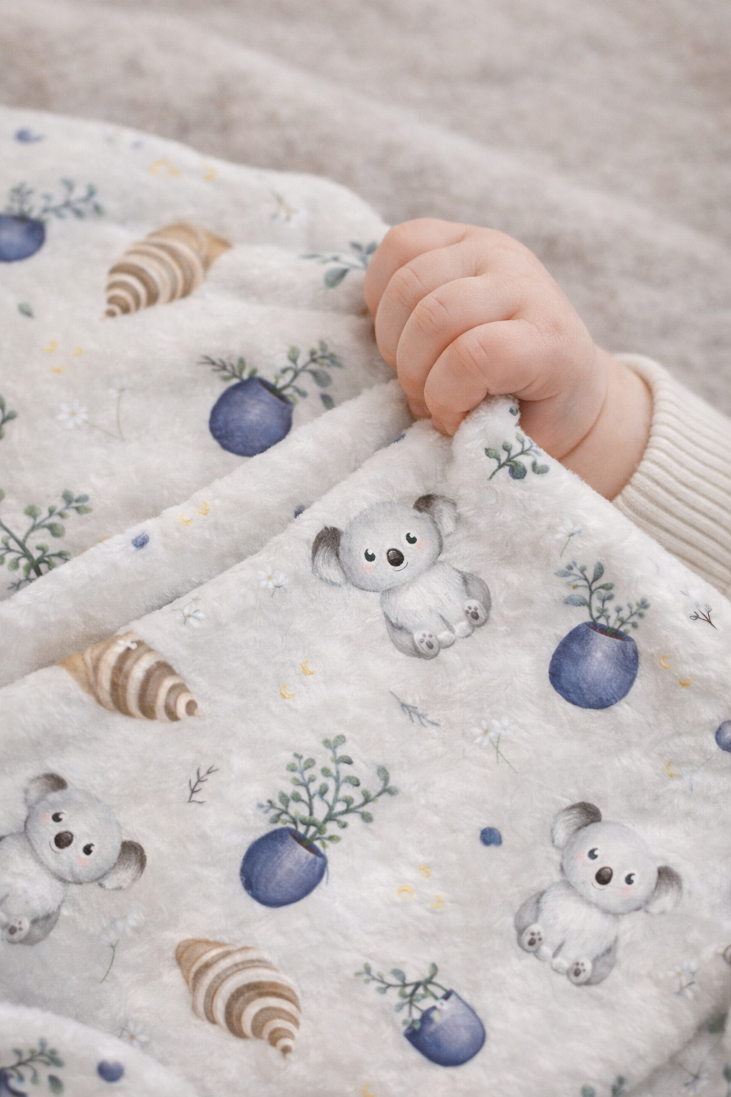 Doudou peluche ultra douce motifs koalas et crème glacée