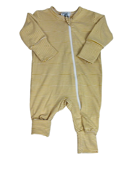 Charger l&amp;#39;image dans la galerie, Pyjama en bambou à fines rayures jaunes
