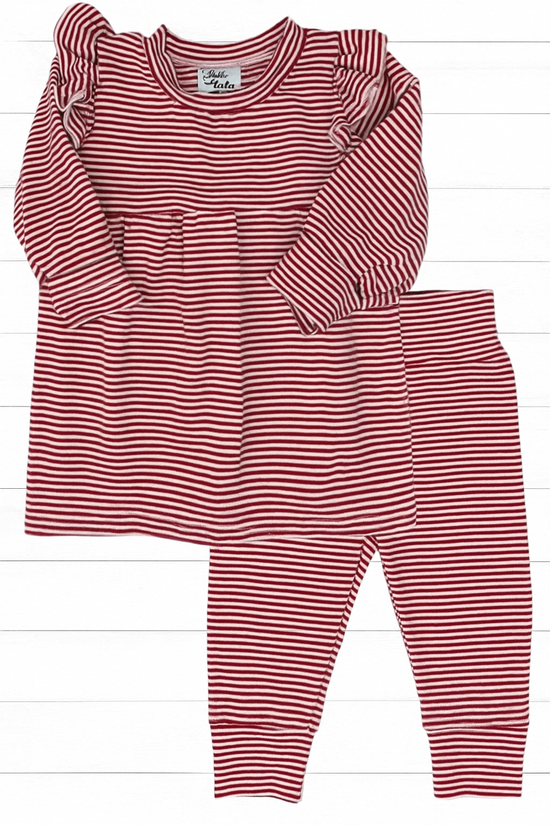 Legging en bambou rayé rouge