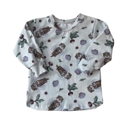 T-shirt manches longues à motifs loutres et radis