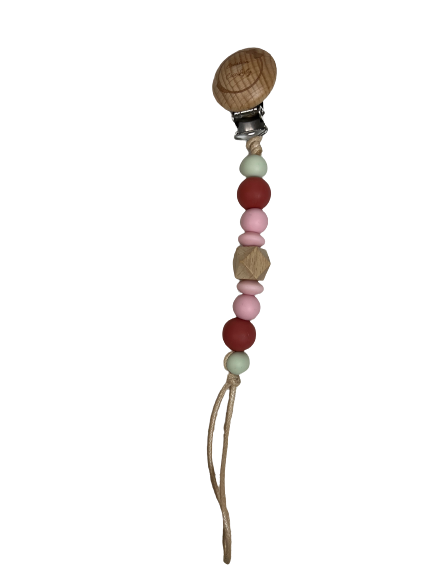 Charger l&amp;#39;image dans la galerie, Attache-suce et dentition rose, fushia et bois
