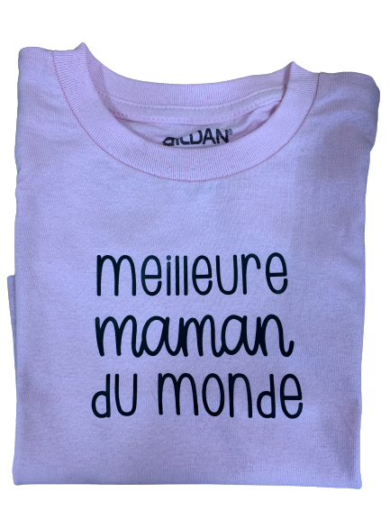 T-shirt meilleure maman du monde rose
